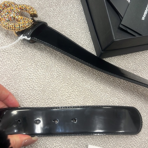Dolce & Gabbana Black Belt with Gold Logo 38” - Picture 9 of 11